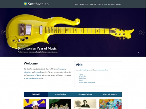 Guitar on website page Image of Smithsonian website