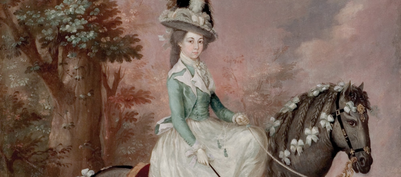 Dama a Caballo (Isabel Maria O'Daly) by José Campeche y Jordán, oil on wood panel, 1785, Museo de Arte de Ponce, Puerto Rico, The Luis A. Ferré Foundation, Inc. lady on a horse